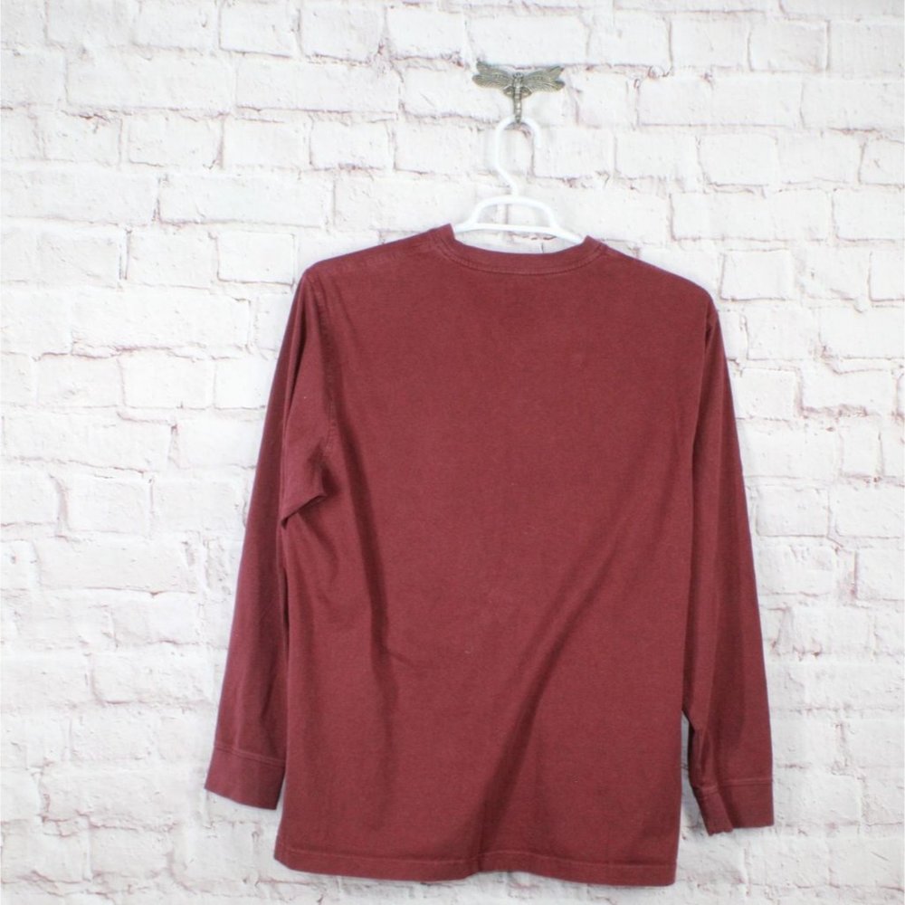 LL Bean Carefree Unshrinkable Tee Traditional Fit Long-Sleeve Henley Red L - Picture 8 of 9